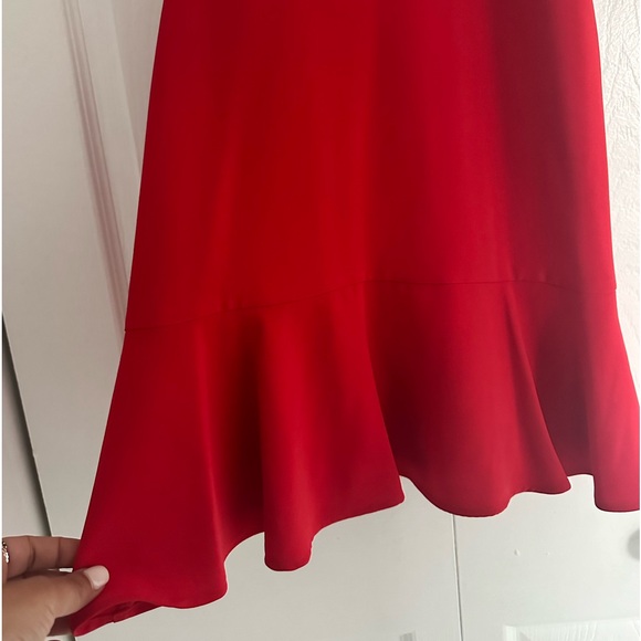 Chelsea 28 Red Peplum Hemline Ruffled Sleeve Racer Back Dress - Picture 7 of 9